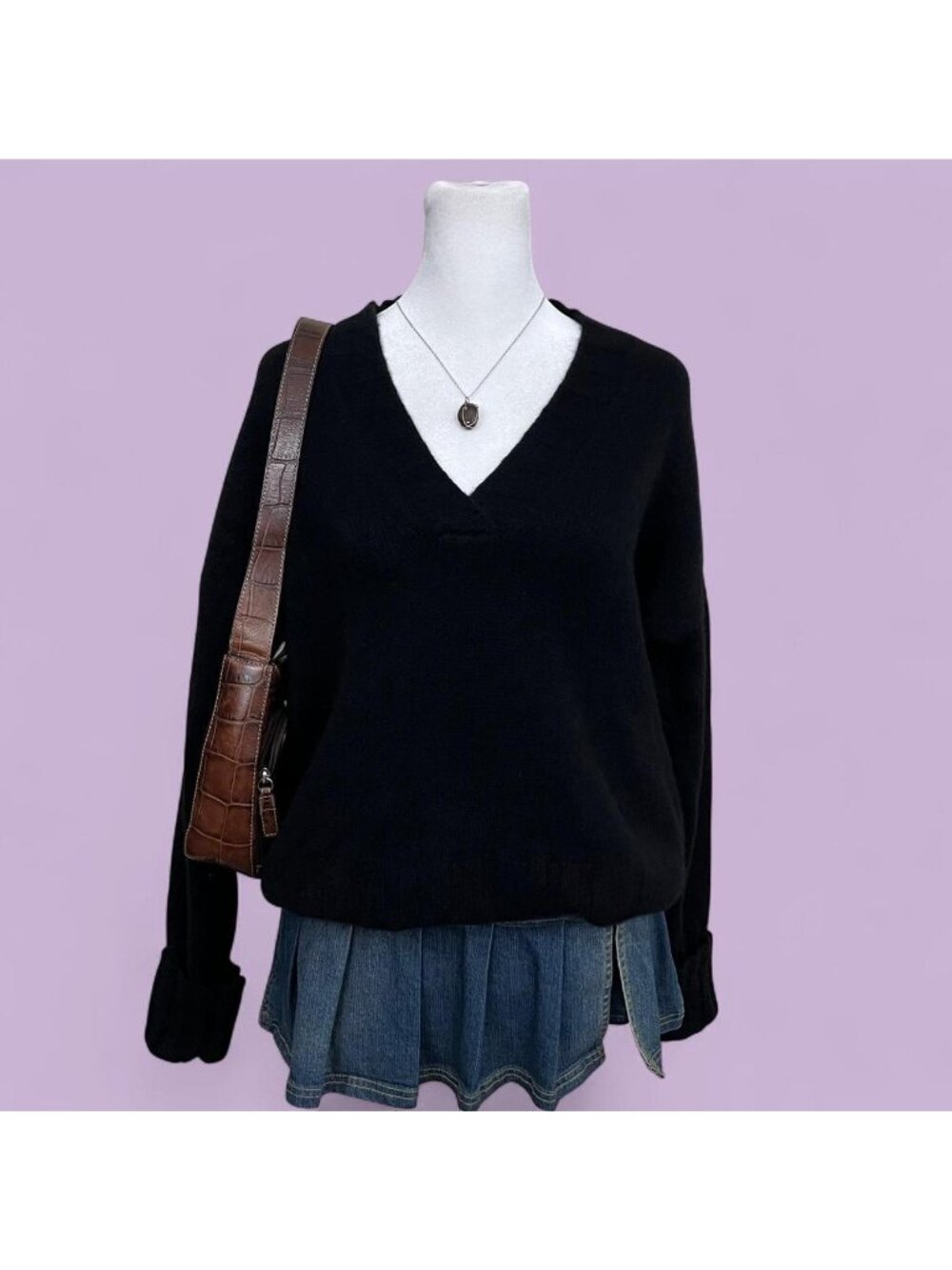 not monday ella black cashmere downtown it girl elevated basic oversized vneck s